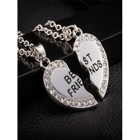 Best Friend Printed Unisex Heart Pendant Necklace Jewelry (Best Fake Gold Chains)
