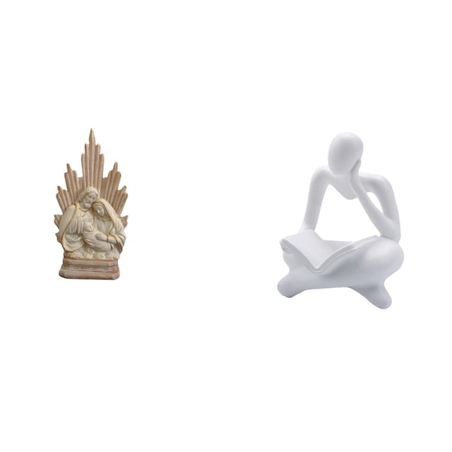 Estatua católica,Colección de figuritas de la Sagrada Familia,Escultura católica de la Santísima Virgen María,Figura de lector abstracto,Estatua de pensador