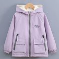 thumbnail image 2 of DJDLJWCJ Girls Windbreaker Jacket Cute Print Winter Warm Soft Polar Fleece Coat Waterproof Full Zipper Jacket Purple Size 7, 2 of 9