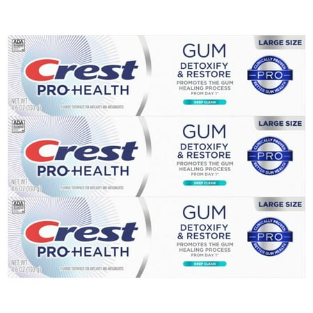 Crest Pro-Health Gum Detoxify and Restore Deep Clean Toothpaste 4.6 oz Pack of 3 Anticavity, Antibacterial Flouride Toothpaste, Clinically Proven, Gum and Enamel Protection