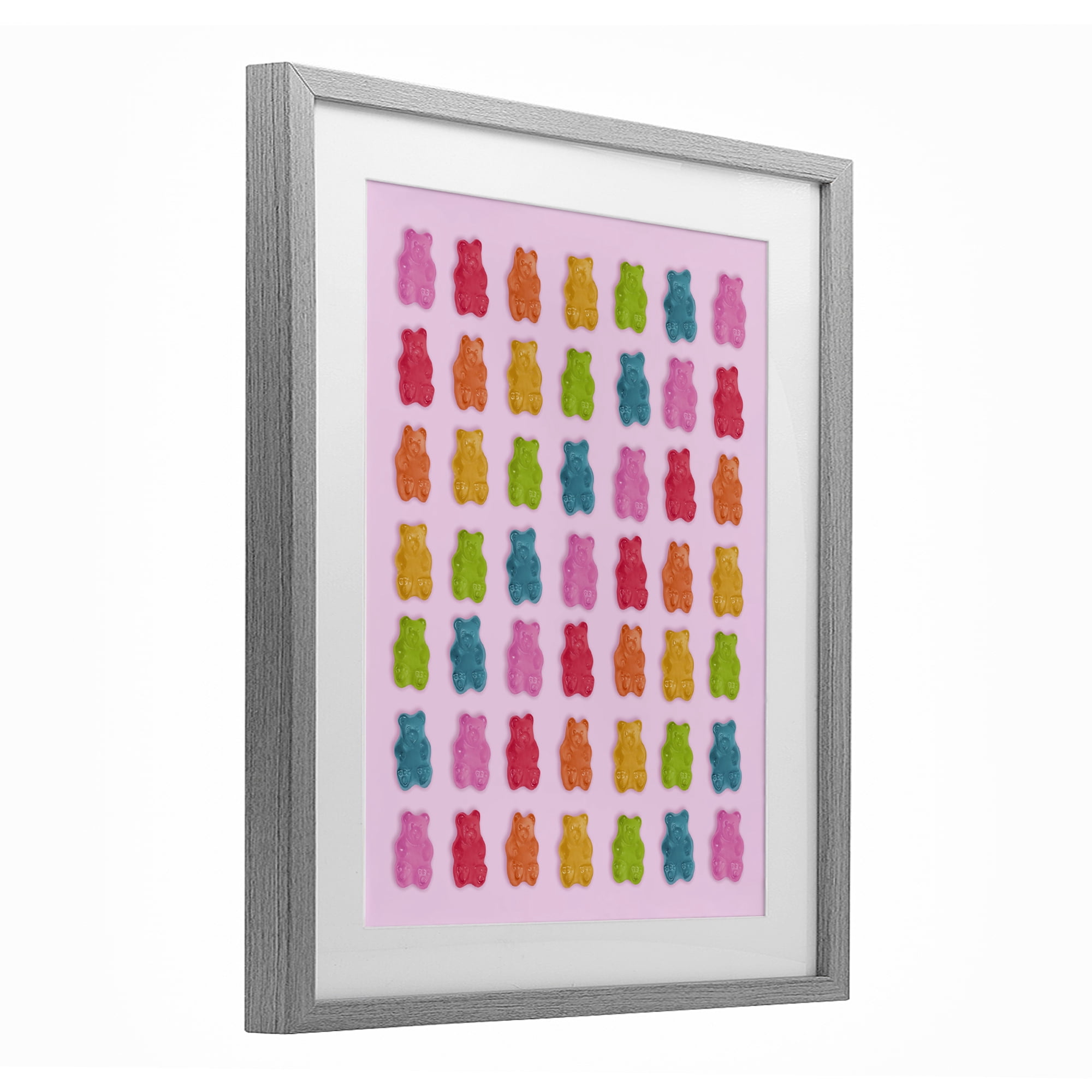 Stupell Industries Soft Rainbow Bears on Pink Gray Framed Print Under Glass, design by LISH Creative