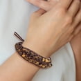 thumbnail image 4 of Stainless Steel 6mm Brown Beads and Leather Cord Multi Wrap Bracelet -  Jewelry Gift for Mom, 4 of 7