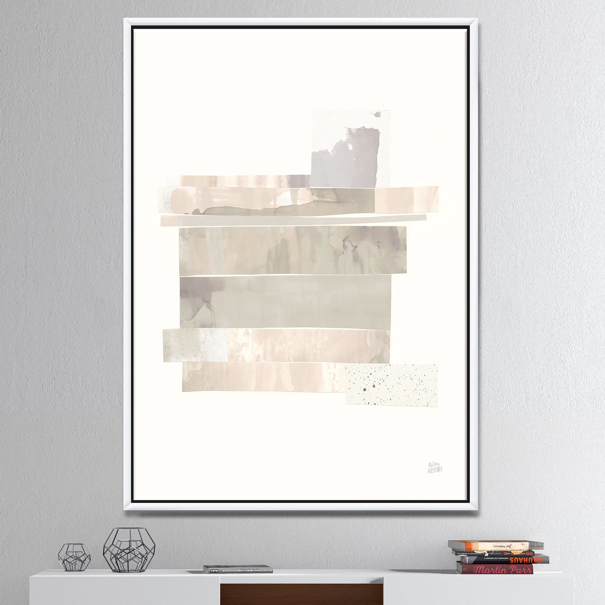 Designart ' Geometric Neutral Form II ' Shabby Chic Framed Canvas
