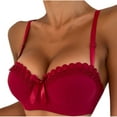 thumbnail image 3 of Swuxness Women's Push Up Underwire Bra, Womens Bras, Women Solid Color Underwire Push Up Bandeau Full Cup Side Support Everyday Bra Red, 42/95AB, 3 of 5