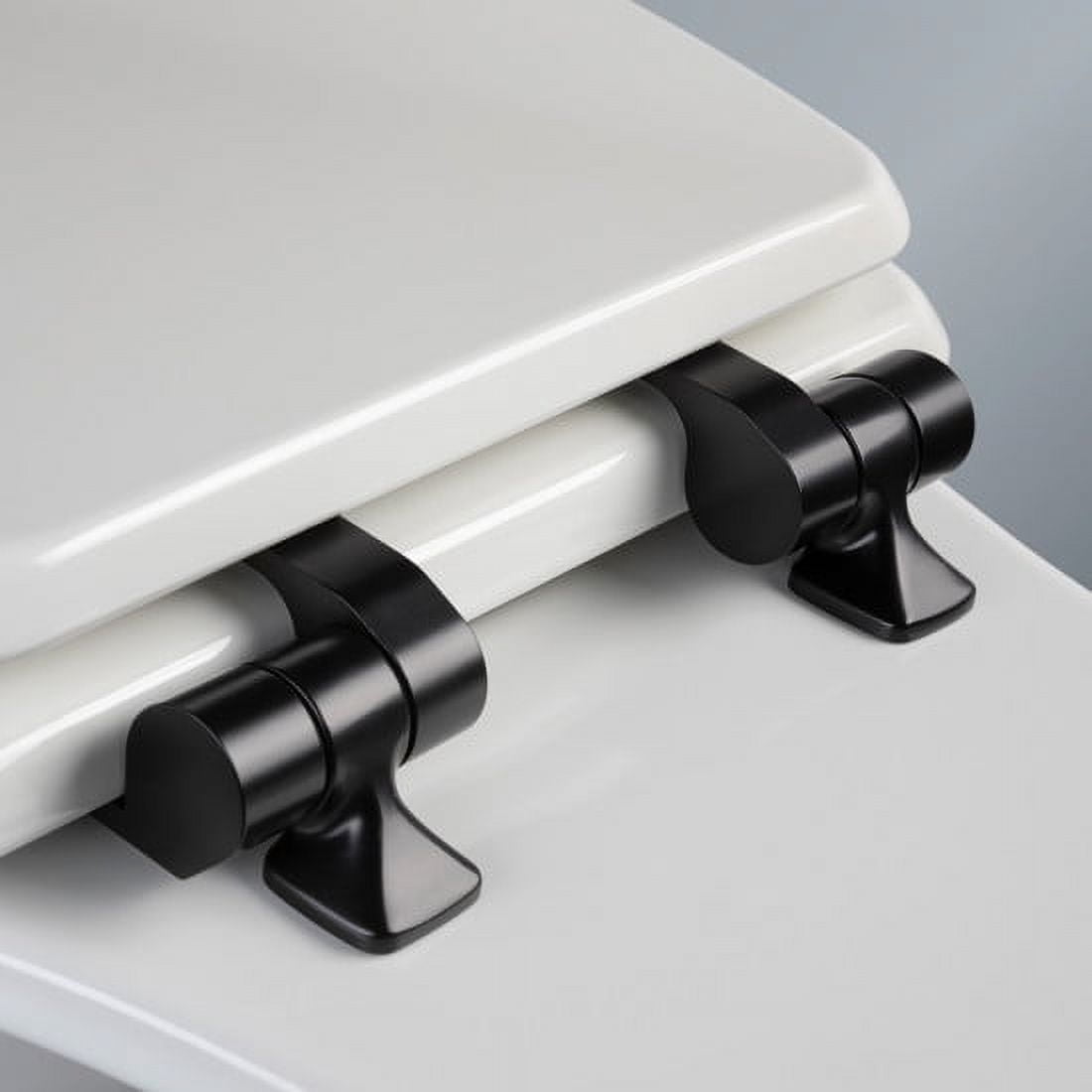 Mayfair by Bemis Benton® Round Wood Seat White with Matte Black Slow-Close Hinges Never Loosens