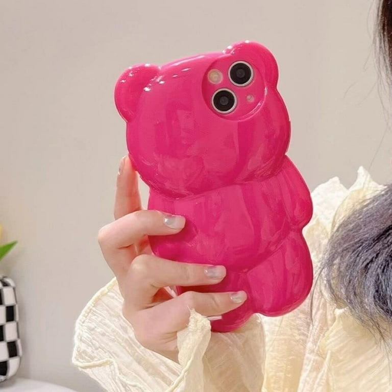 Bear Phone Case Compatible with iPhone 14, Cute 3D Gold Foil