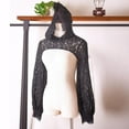 thumbnail image 1 of Suéter bohemio para mujer, Top corto con capucha, sudadera de manga larga, sudadera holgada recortada informal para chica, media elegante, decor Talla única, 1 of 7