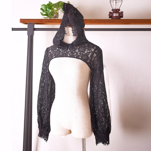 Suéter bohemio para mujer, Top corto con capucha, sudadera de manga larga, sudadera holgada recortada informal para chica, media elegante, decor Talla única