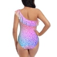 thumbnail image 5 of Haiem Colorful Glitters Women's One Piece Swimsuits Tummy Control One Shoulder Bathing Suits Ruffle Swimwear-X-Large, 5 of 8