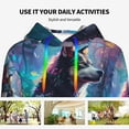 thumbnail image 4 of Disketp Colorful Plant Wolf Womens Casual Hoodies Crew Neck Long Sleeve Sweatshirts Pullover Tops-X-Large, 4 of 7
