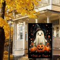 thumbnail image 6 of Halloween Ghost Garden Flag 12x18 Inch Fall Autumn Floral Pumpkin Thanksgiving Holiday Outside Decorations Burlap Yard Flags, 6 of 6