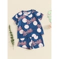thumbnail image 5 of Suagox 2Pcs Baby Boy Summer Outfits Short Sleeve Dinosaur/Baseball Print Tops + Shorts Set Toddler Clothing for 6-24 Months and 2-4 Years Old Boy, 5 of 10