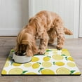 thumbnail image 2 of Fresh Lemon Dog Bowl Mat - Non-Slip Absorbent Pet Food Pad with Bright Yellow Vintage Design, Large Size for Messy Eaters, 2 of 5