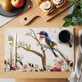 thumbnail image 2 of Vintage Animal Placemats Set&nbsp;of&nbsp;6 Summer Spring Branch Blue Bird Floral Heat Insulation Washable Place Mats, Rustic Non-Slip Table Mats for Dining Table Party Kitchen Decor,13x19 Inch, 2 of 9