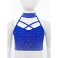 thumbnail image 5 of vastwit Kids Girls Athletic Crop Top Sleeveless Rhinestones Crisscross Straps Front Cutout Back Sports Bra Royal Blue 10, 5 of 7