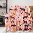 thumbnail image 3 of Yibo Pink Cartoon Horse Blanket Flannel Soft and Comfortable Anti-static Bed Sofa Blanket, 3 of 9