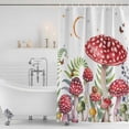 thumbnail image 2 of Polyester Fabric Mushroom Shower Curtain, Butterfly Eucalyptus Leaf Butterfly Plant Waterproof Bathtub Curtain Bathroom Decor Set with Hooks 72 x 84 Inches, 2 of 6