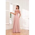 thumbnail image 4 of Vestido de dama de honor CDSSL con cuello cuadrado, gasa azul empolvado, 16 W, 4 of 7