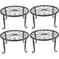 thumbnail image 1 of Estante redondo para plantas, soporte de metal resistente, diseño con patrón de flores, soportes versátiles para interiores y exteriores, jardines, balcones y oficinas, paquete de 4, 1 of 5