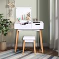 Vanity Desk with Flip Top Mirror and 3 Drawers 7 Compartments White Writing Desk Dressing Table