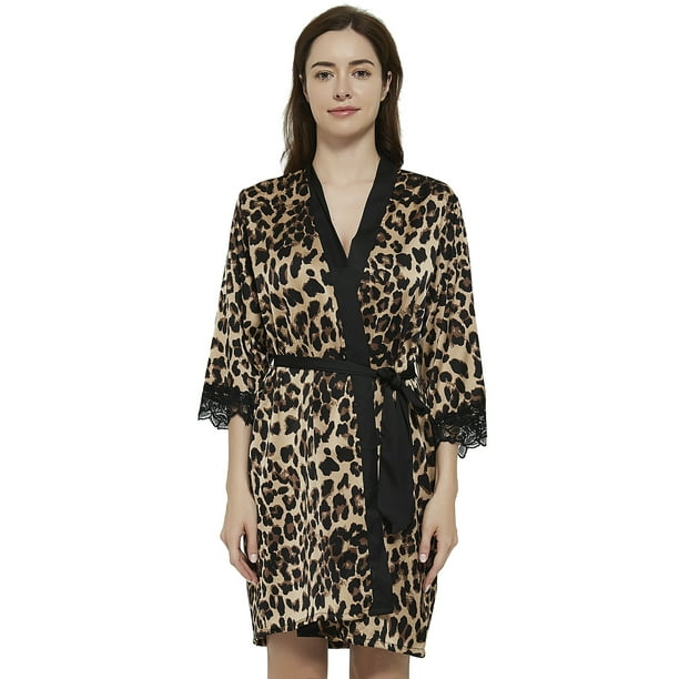 Merrylife MERRYLIFE Women Sexy Lingerie Bathrobe Leopard Print Robe