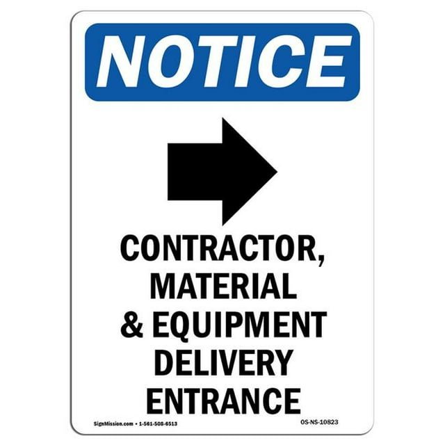 SignMission OS-NS-A-1824-V-10823 18 x 24 in. OSHA Notice Sign - Contractor, Material
