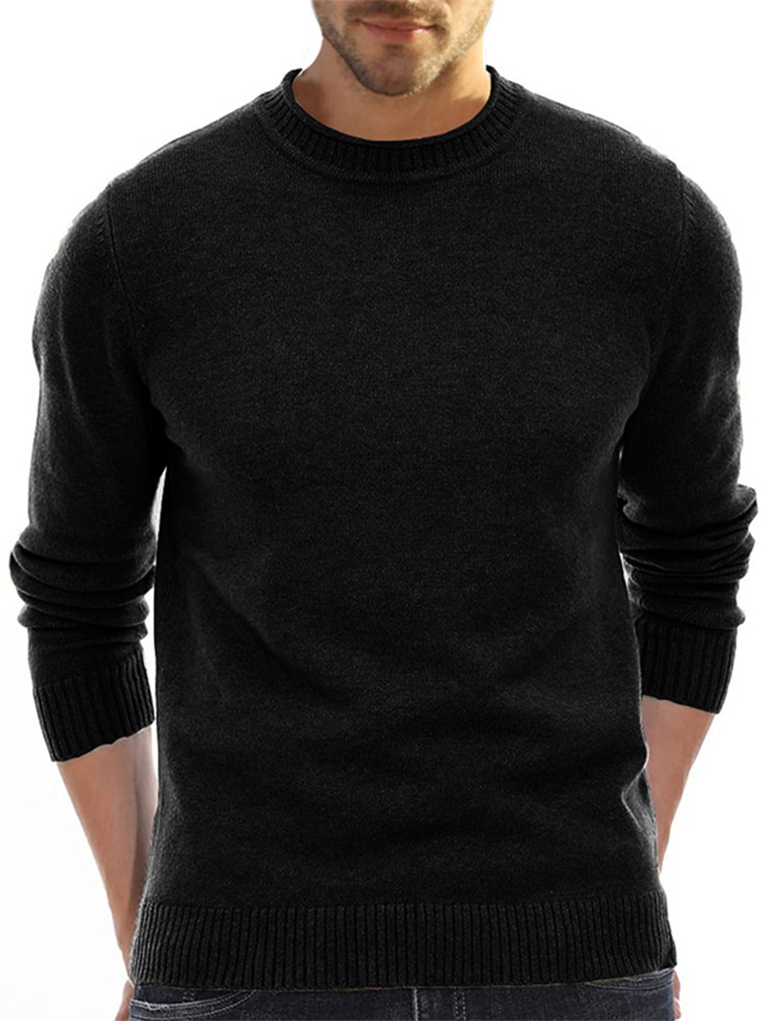 Niuer Mens Knit Sweater Winter Ribbed Knitwear Sweaters Crew Neck Long  Sleeve Casual Tops Solid Color Slim Fit Pullover - Walmart.com