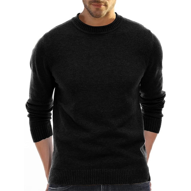 CVLIFE Chandail Homme Hiver Chaud Chandail Manches Longues Col Rond Décontracté Tricoté Noir m
