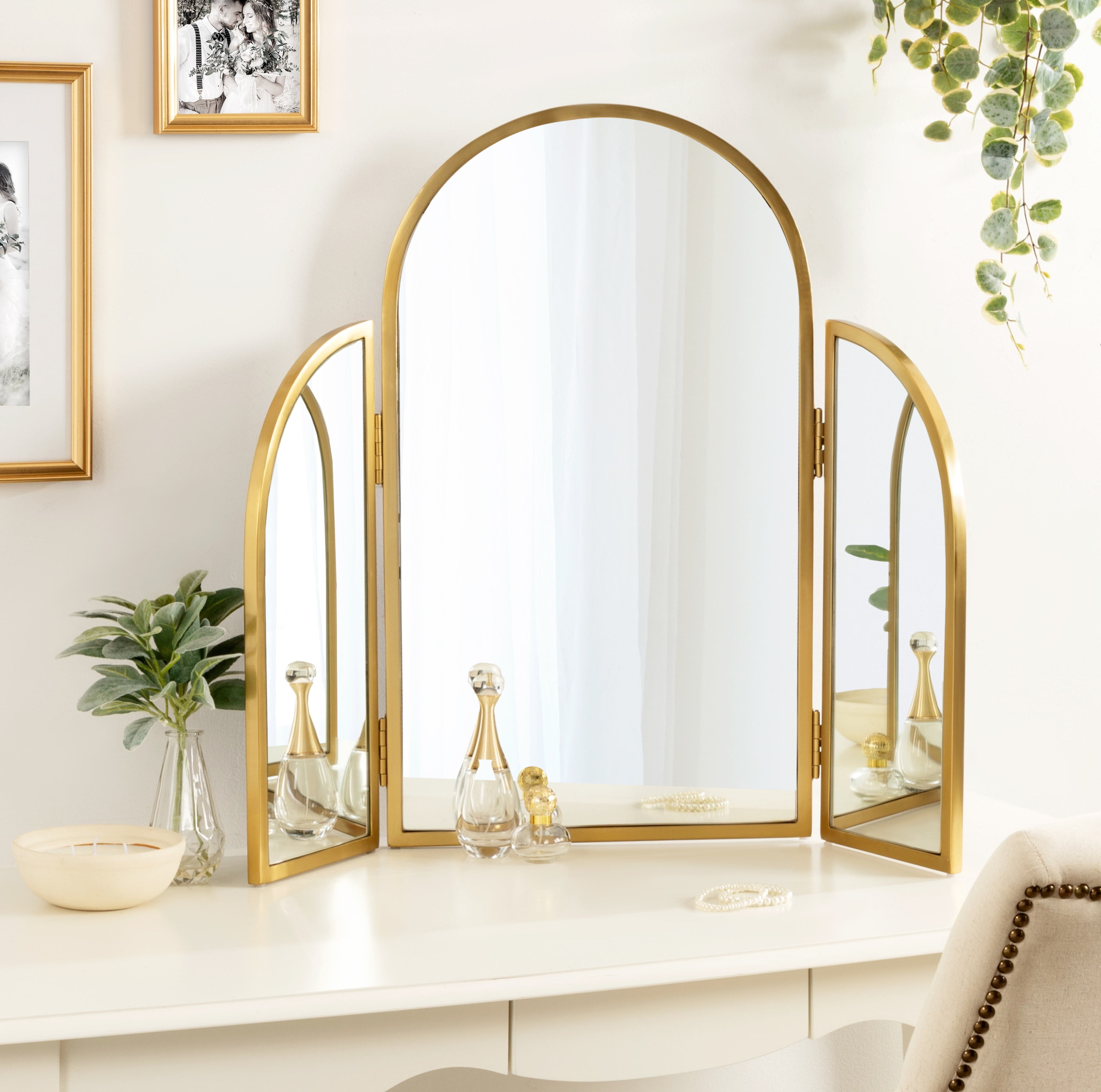 gold dressing mirror USHOWER Orar Gold Bathroom Mirror, 24'' x 36'' Set of 2 main image 0