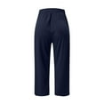 thumbnail image 6 of RPVATI Capris for Women Casual with Pockets Drawstring Women Pants Elastic Waist Straight Wide Legged Pants Ladies Solid Pants 2024 Dark Blue XXL, 6 of 7
