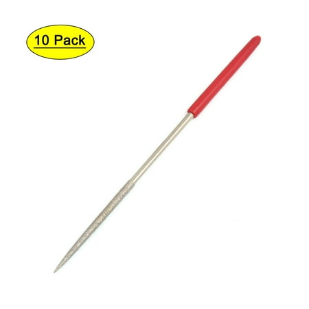 

10 Pcs 140mm x 3mm Round Shaped Faux Diamond Coated Needle File Repairing Tool