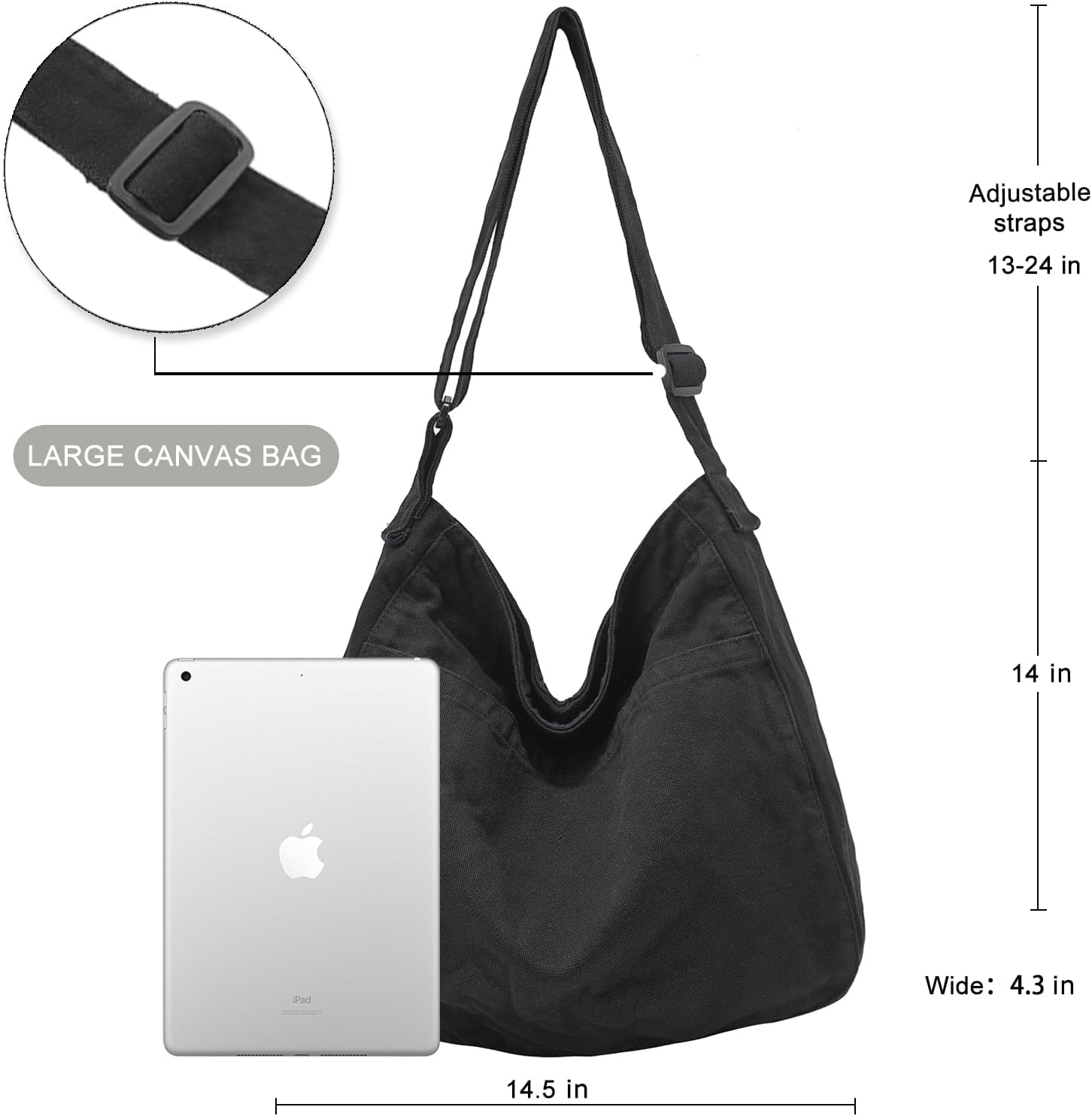 JennyShop Large Capacity Canvas Tote Bag, Fashion Purse Messenger Bag , Casual Hobo Crossbody Shoulder Bag for Travel Work