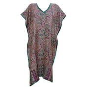 <mark>Mogul</mark> Womens Pashmina Caftan Wool Blend Paisley Print <mark>Kaftan</mark> Tunic Dress XL