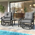 thumbnail image 3 of POTEBAN Outdoor Swivel Rocker Chairs, 3 Piece Metal Patio Rocking Chairs with Padded Cushions Patio Bistro Furniture Set with Side Table for Porch Balcony Backyard, Grey, 3 of 9