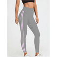 thumbnail image 4 of Tummy Control Compression Leggings for Women, High Waist Workout Running Yoga Pants Gray Pink XXL, 4 of 8