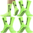 thumbnail image 5 of Hengguang 3 Pcs Non-Slip Soccer Socks, Circular Silicone Grip Football Socks for Men, Breathable Athletic Mid-Calf Socks with Anti-Slip Pads, Fluorescent Green for Training and Games, 7.5-10.5, 5 of 9