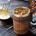 thumbnail image 2 of 1PCS Viking Wood Style Beer Mug Simulation Wooden Barrel Beer Cup Double Wall Drinking, 2 of 5