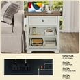thumbnail image 2 of PLAMLE End Table for Living Room with Drawers Storage Retro Sofa Side Table with Charging Station Wooden Nightstand End Table, 2 of 8
