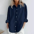 thumbnail image 2 of DondPO Women's Linen Shirt Womens Daily Casual Linen Shirts Long Sleeve Shirts Tops Casual Blouses Loose Fit Shirt Short Sleeve Button Up Women Cotton Linen Tops for Women, 2 of 6