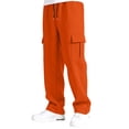 thumbnail image 2 of Resicozy Casual Cargo Pants Men Elastic Waist Sweatpants Loose Fit Lightweight Pants with Pockets Outdoor Hiking Athletic Joggers Saffron S, 2 of 8