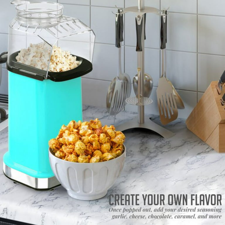 OVENTE Hot Air Popcorn Maker 16-Cup Capacity with Detachable Measuring Cup,  Turquoise, PM11T 