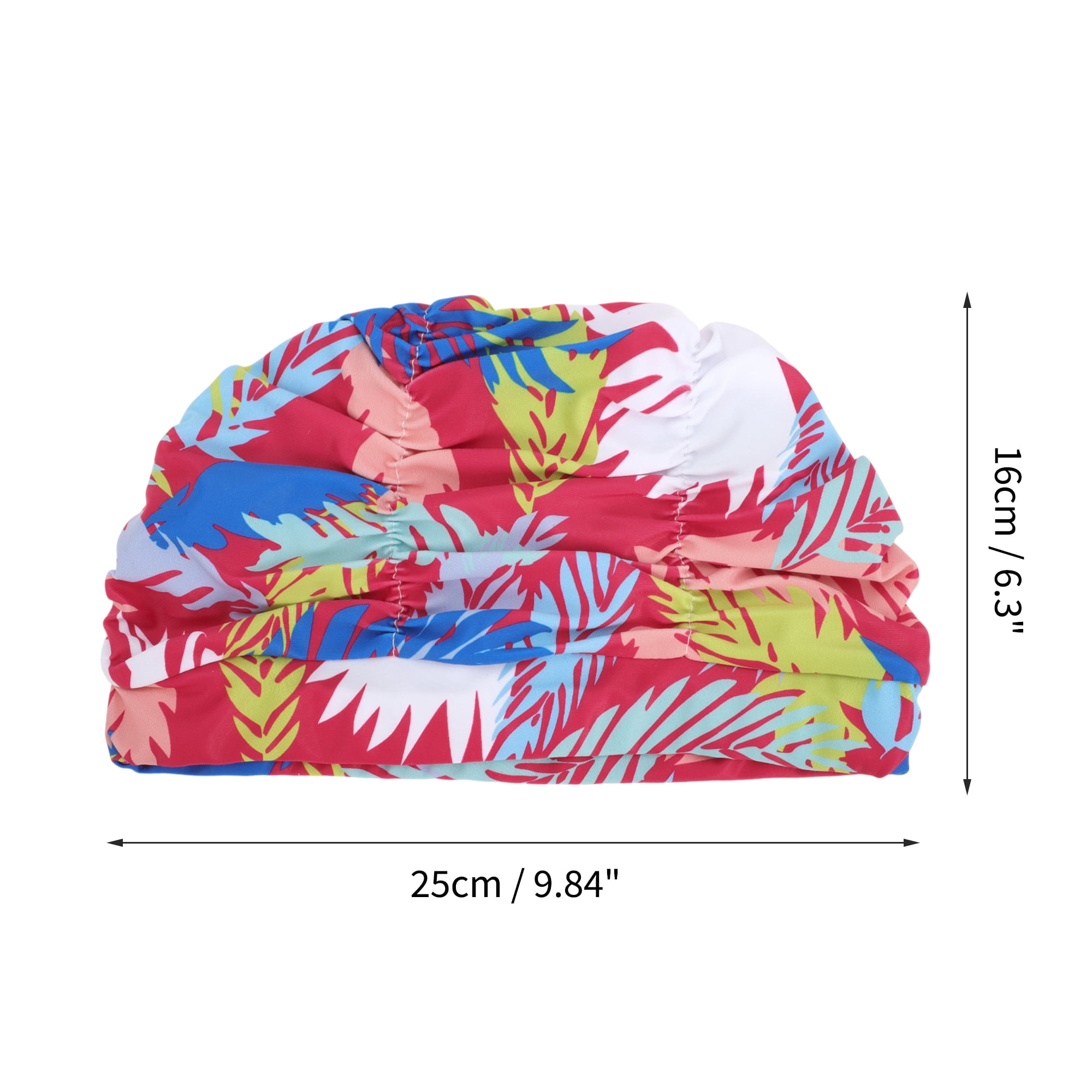 Unique Bargains 1Pc Breathable Pleated Style Swimming Cap Red Blue