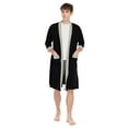thumbnail image 3 of MintLimit Men's Robe Lightweight Robe 3/4 Sleeves and 2 Pockets Knee Length Bathrobe Soft Sleepwear Loungewear Pajamas Black L, 3 of 6