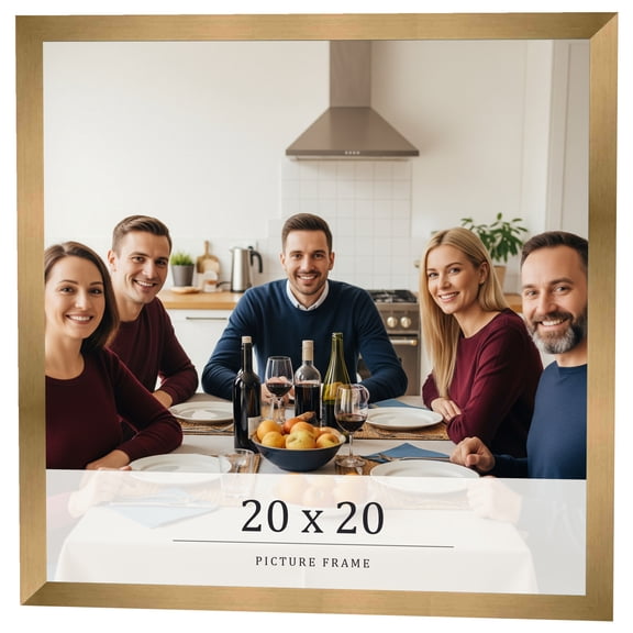 20x20 Frame Gold Bronze Solid Wood Picture Frame Width 0.75 Inches | Interior Frame Depth 0.5