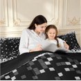 thumbnail image 4 of Manfei Geometric Check Queen Comforter Set,Retro Pixel Comforter Sets Queen,Black White Gray,Black Reversible,3pcs,1 Comforter and 2 Pillowcases,3pcs,1 Comforter and 2 Pillowcases, 4 of 7