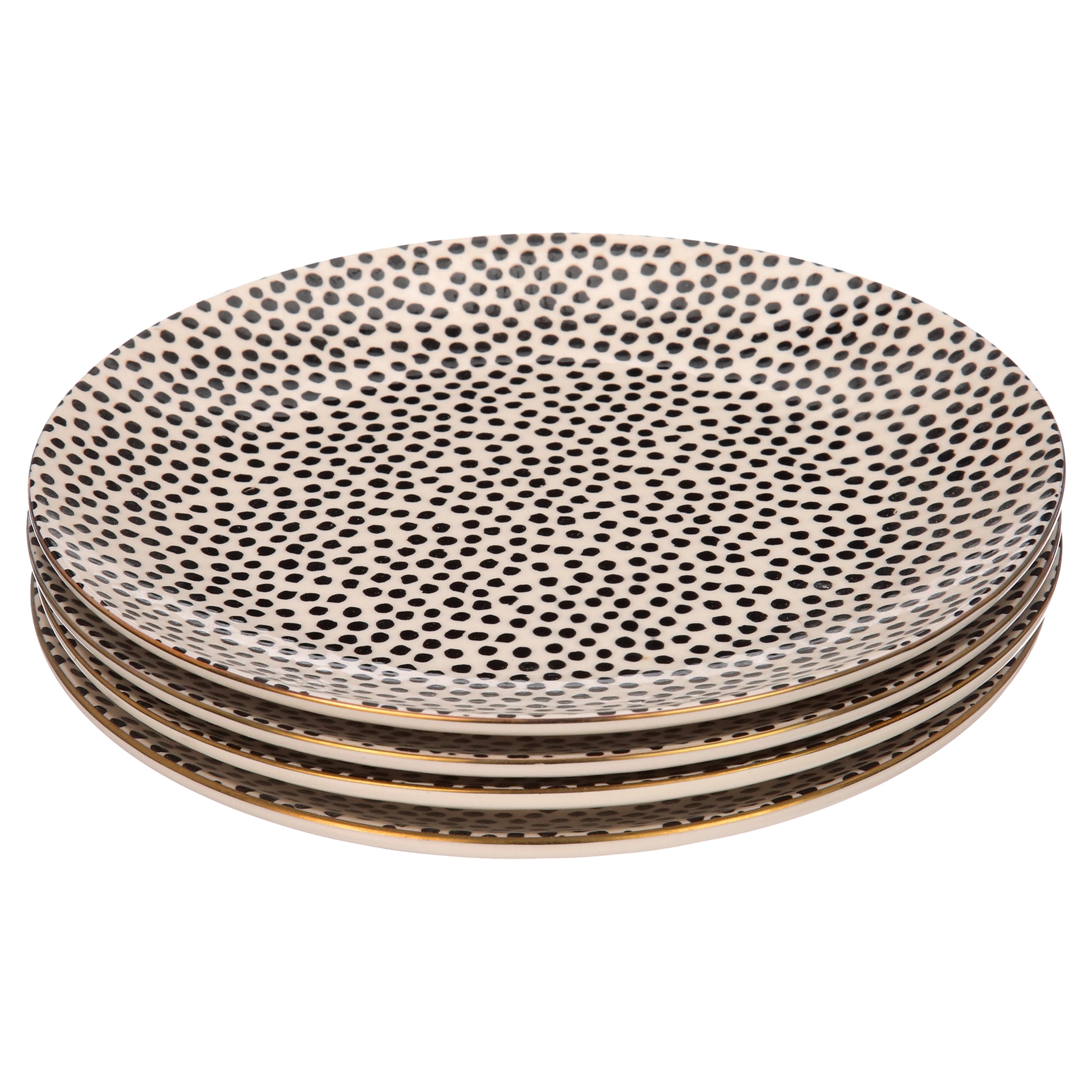 Thyme & Table Dinnerware Black and White Dot Dinner Plates, 4 pack