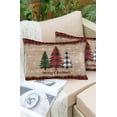 thumbnail image 6 of Pack of 2 Outdoor Pillow Covers, Buffalo Check Plaid Merry Christmas Trees on Retro Wooden Board Waterproof Square Throw Pillowcase Cushion Decorative Pillow Covers for Couch Patio Tent, 20x12 in, 6 of 6