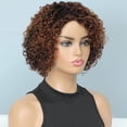 thumbnail image 3 of Peluca UDU Ombre, pelo humano corto y rizado, sin pegamento, marrón cobrizo, 3 of 6