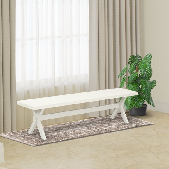 X-Style 15x72 in Dining Bench with Wirebrushed Linen White Leg and Linen White Top finish