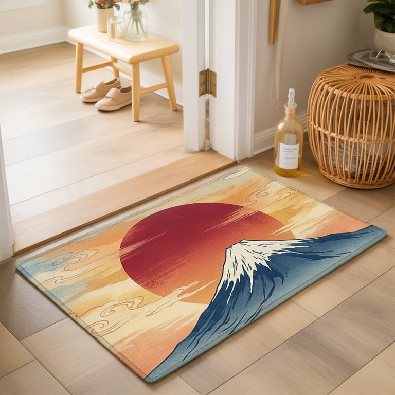 2x3ft Area Rug,Japanese Cherry Sunsets Washable Large Rugs Soft